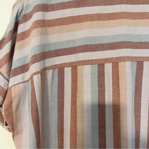 Madewell flannel courier XS sunrise stripe button up top - Picture 4 of 5